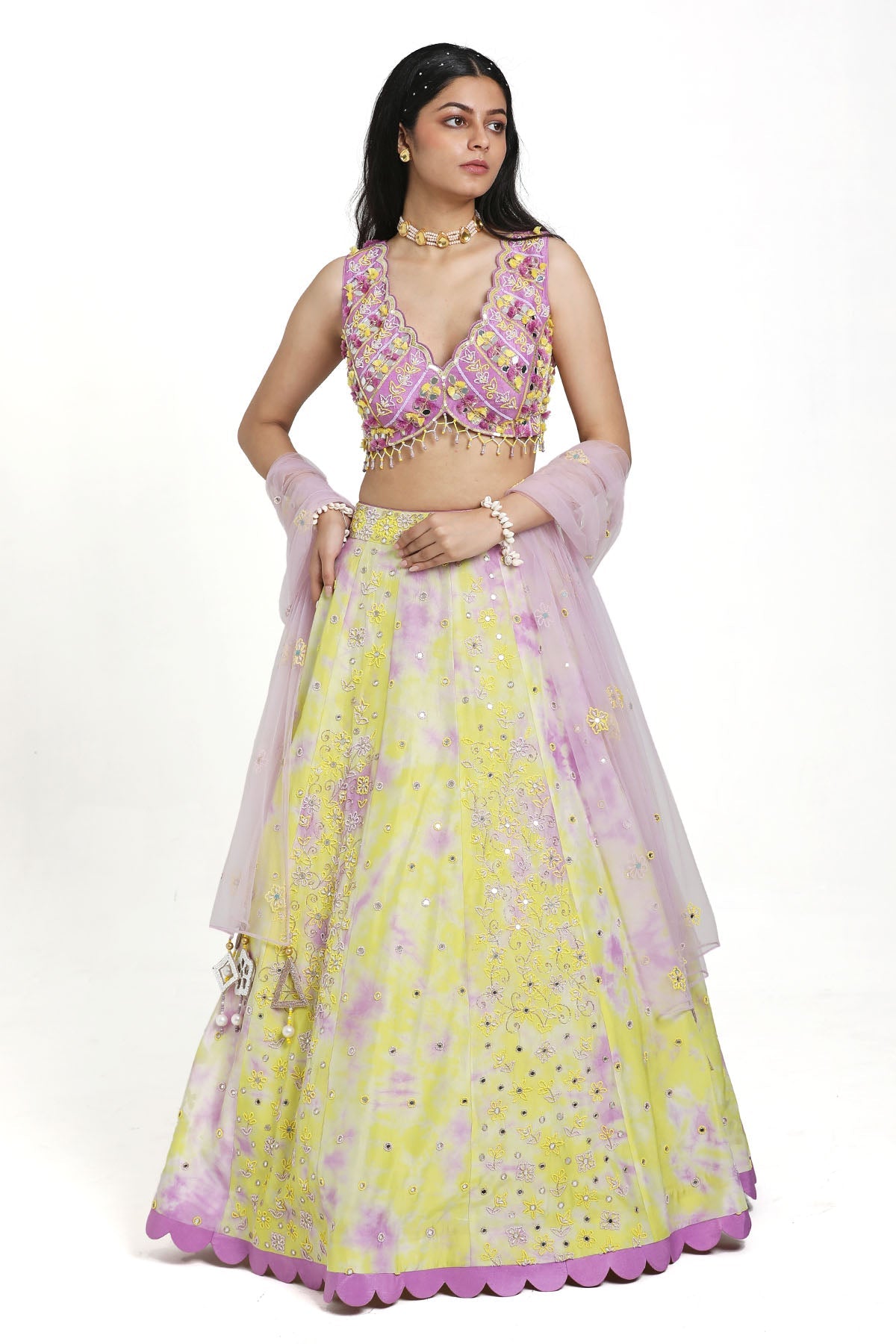 Buy Zari Work Multicolor Lehenga Set by Nitisha Kashyapi for women online at ScrollnShops